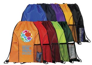 Dual Pocket Drawstring Backpack